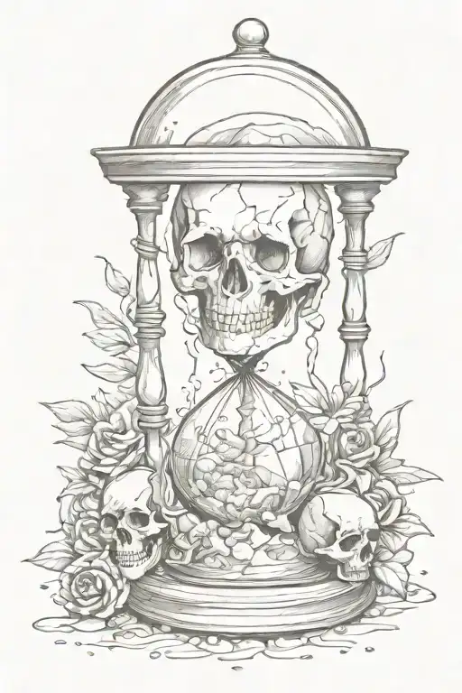 Sand Hourglass Surrounded By Skull