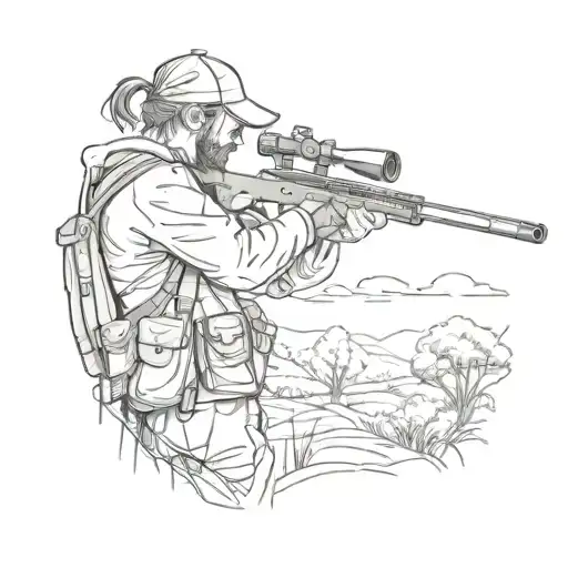 Sniper Aiming And Farm Landscape