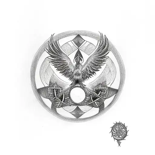 Phoenix Tattoo With A Triskelion