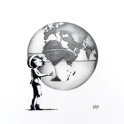 Banksy Girl With Planet