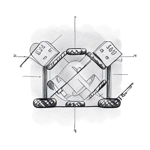 A Sketch Of A Boxing Ring With Guns As Corner Posts