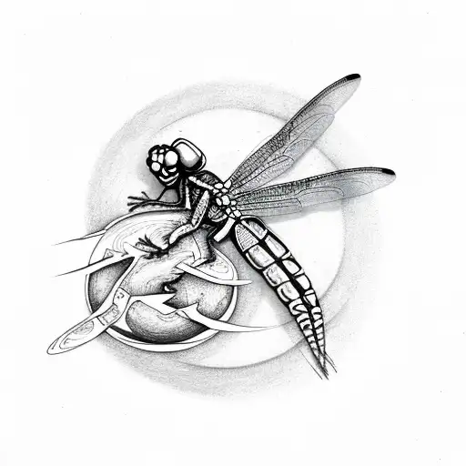A Dragonfly And Gecko Intertwined In A Yin-yang Symbol