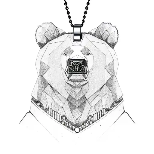 A Big Bear With A Pendant Chain Of A Key