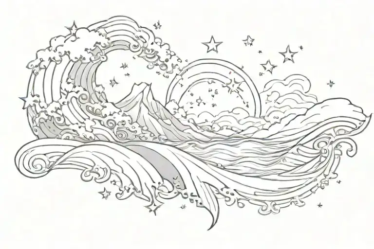 A Single Star With The Ocean Waves