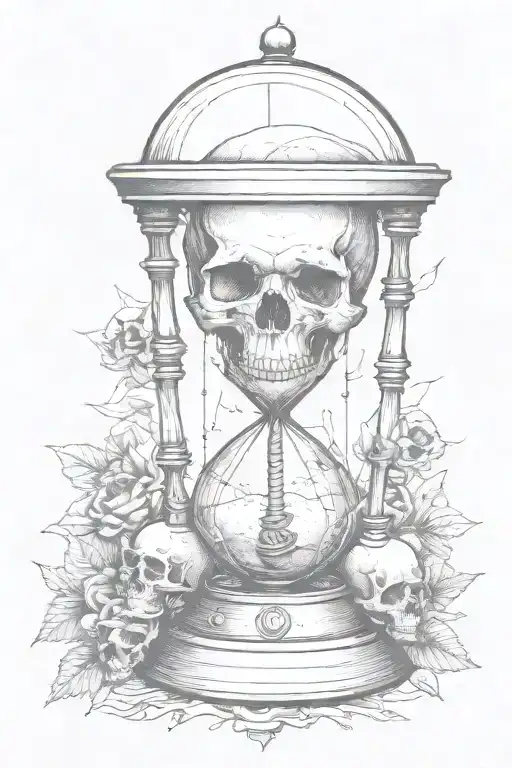 Sand Hourglass Surrounded By Skull