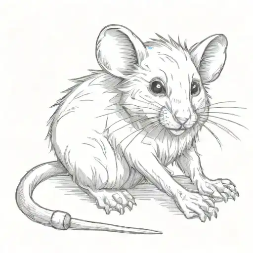 Realistic Tattoo Of A Disheveled Stuffed Animal Mouse Cat Toy