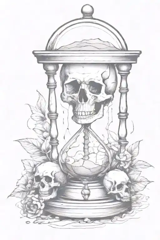 Sand Hourglass Surrounded By Skull