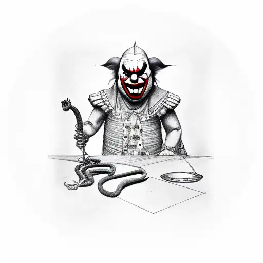 Evil Clown On The Scales Of Justice With A Snake Wrapped Around It