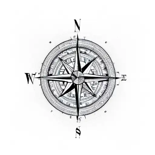 Compass Without North And A Road Crossing By