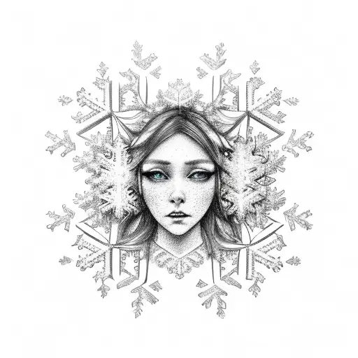 Snowflake Woman's Face Broken Heart