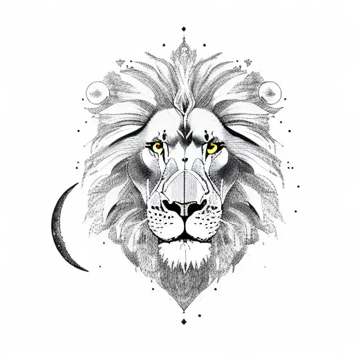 Moon Behind And Lion Front