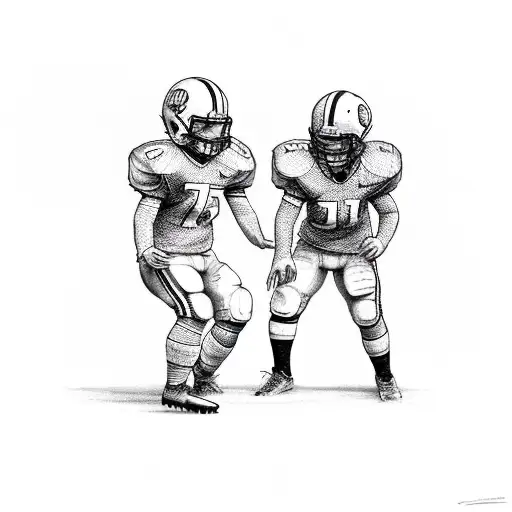 A Father And Son Playing Football Together