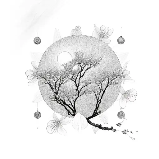 Buddha Cherry Blossom Sunrise