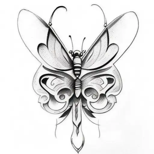 Christian Side Tattoo With Butterfly On Side Stomach