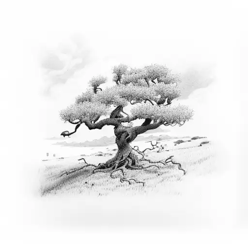 Windy Oak Tree With All Its Leaves