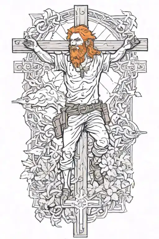 Man With Orange Hair And Blistered Face Riding Collared Peccary On A Crucifix With A Gun In Jungle