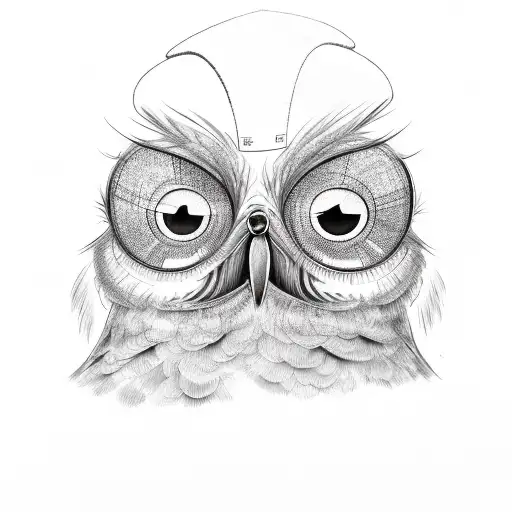 Potoo Bird With Large Eyes Wearing A Hat And