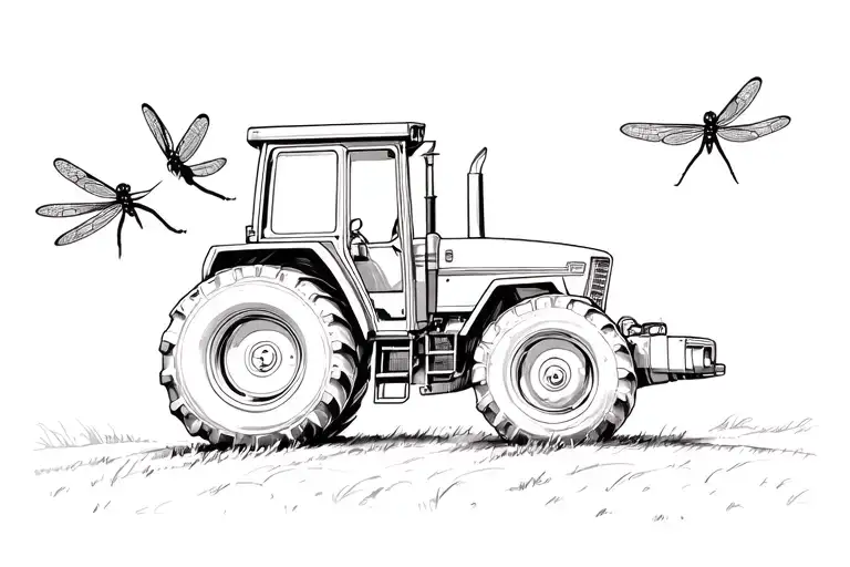 Alicecimers Tractor With A Dragonfly Landing On The Tires