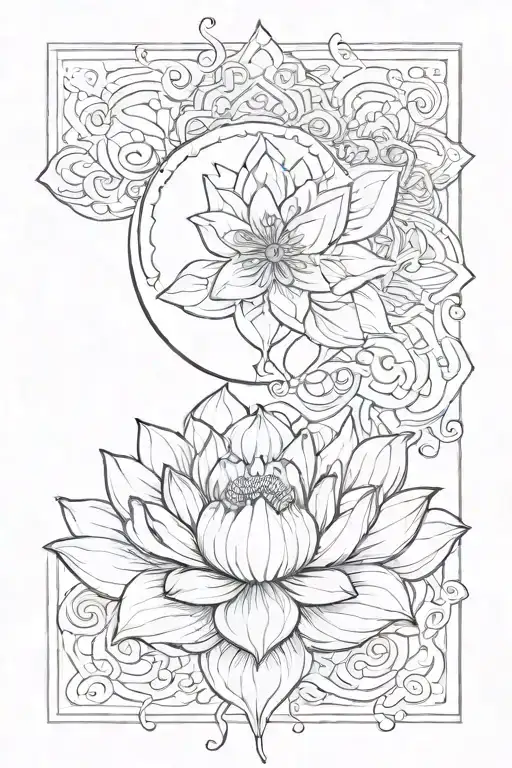 Lotus Moon Unalome Om Symbol Spine