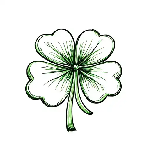 Four Leaf Clover Fine Line