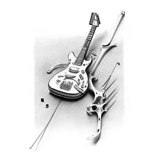Arm Muscle Guitar As Bone Tendon As Strings With Surgical Skin Opening