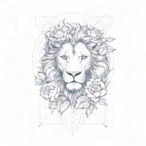 A Lion And Roses