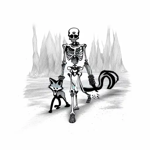 Human Skeleton Walking A Fox