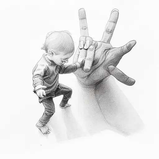 Child Holding Father Hand