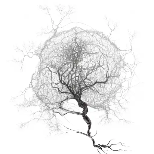 A Sketch Of A Neuron Tree With The Branches Forming The Letters Of 'Brighton'