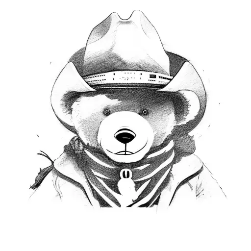 Teddy Bear With Cowboy Hat And Scarf