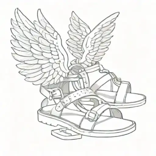 One Hermes Sandal With Detailed Wing No Background