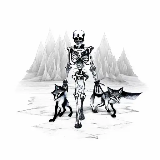 Human Skeleton Walking A Fox