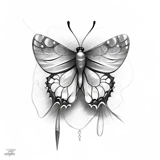 Butterfly With A Flower Wing And A Semi Colon As The Body