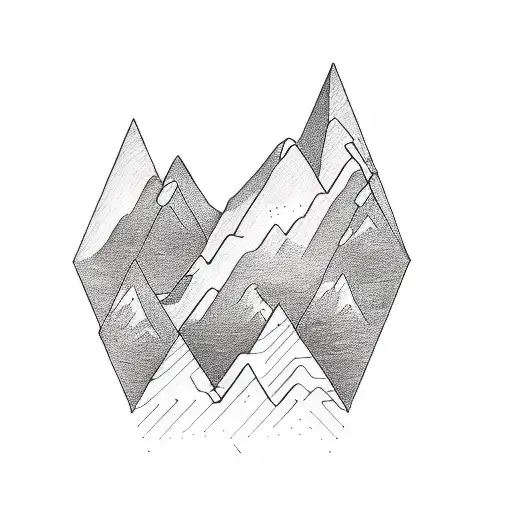 A Sketch-style Tattoo Of A Software Code Snippet Forming The Shape Of A Mountain Peak