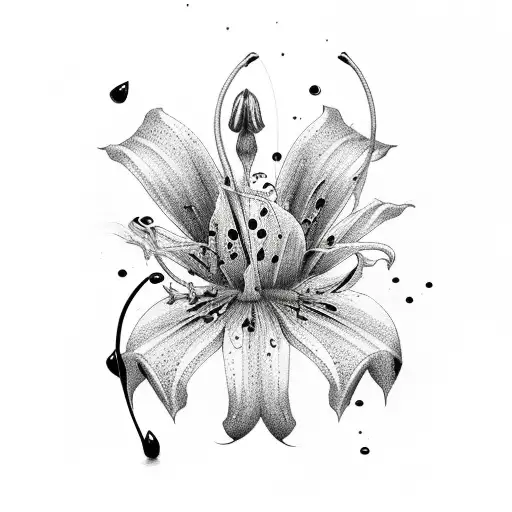 Black Lilies With Blood Drops