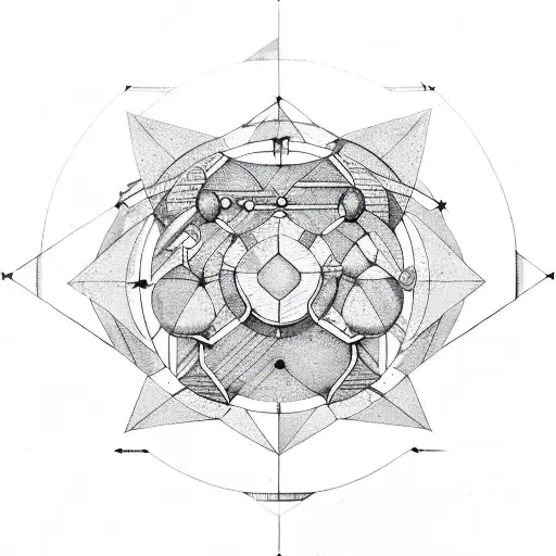 An Arrow With Hexagons And Moons And Astrology