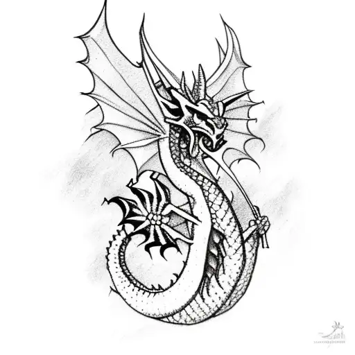 Welsh Dragon Surround By Honeysuckle