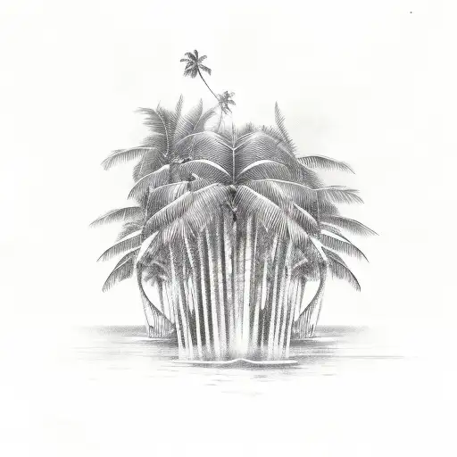 Dolphins With One Tall Palm Tree