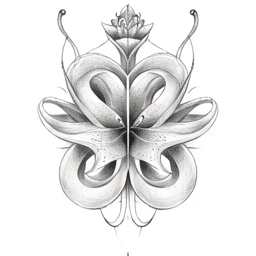 A Sketch Style Tattoo Of A Lily Transforming Into A Music Note