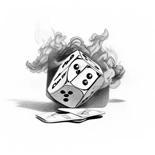 A Dice Rolling On A Poker Table With Smoke Rising From It