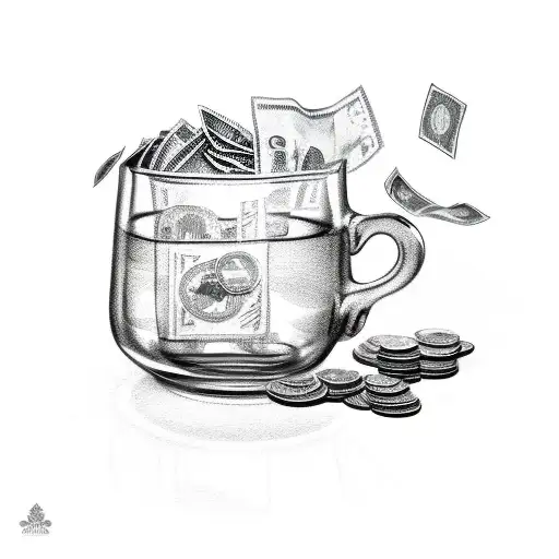 Glass Cup Running Over With Money