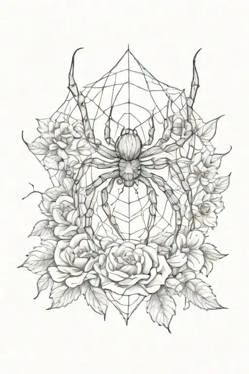 Spider With A Heart And Flowers And Halloween Design