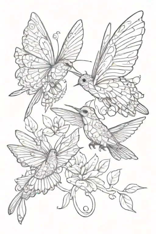 Butterfly And Hummingbird