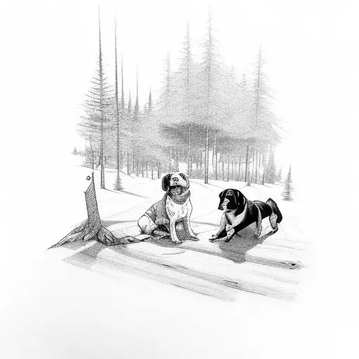 Dog And Human In The Woods