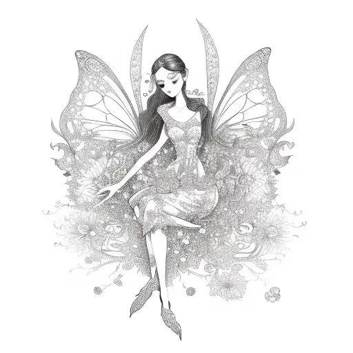 Whimsical Fairy Surrounded By Intricate Floral Patterns
