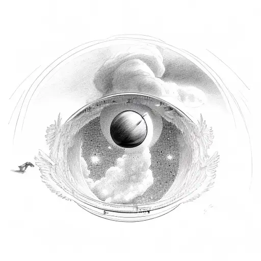 Angel Looking Down At A Scientist Looking Back Through Telescope