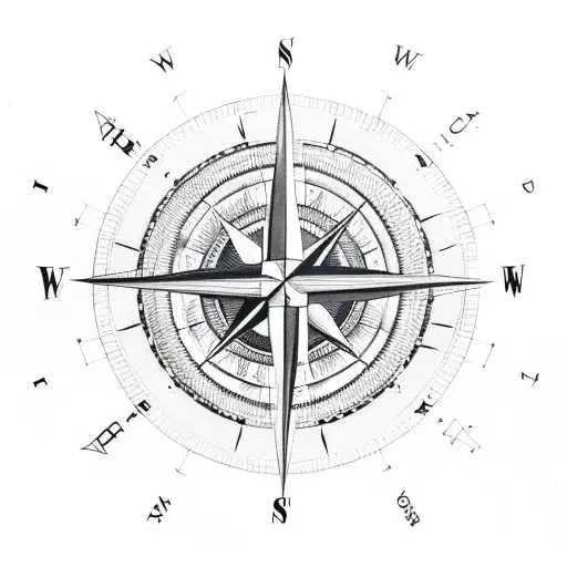 Compass With Clouds And Sun