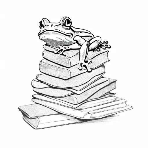 A Frog Sitting On A Pile Of Psychology Books