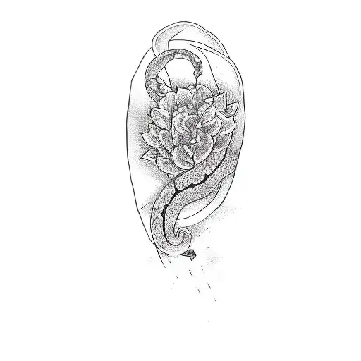 A Tattoo Of A Flower And A Snake