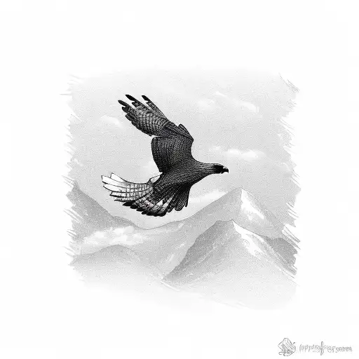 A Hawk Flying In Music Notes